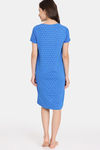 Rosaline Rural Charm Knit Cotton Knee Length Nightdress - Princess Blue — thumbnail 3